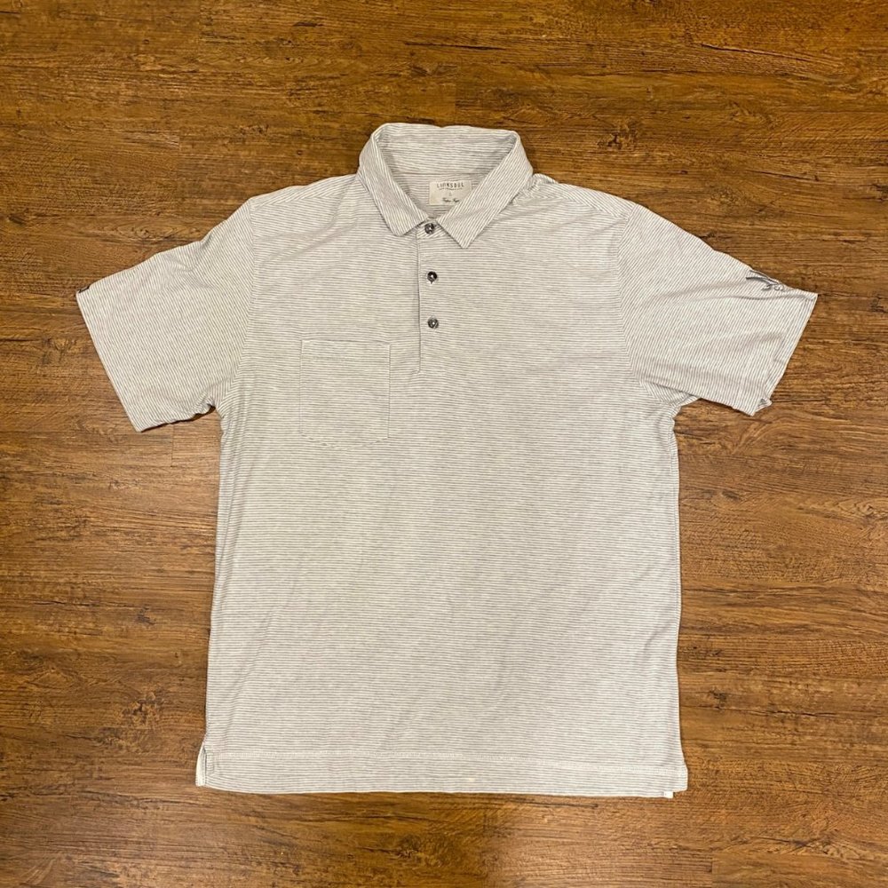 LINKSOUL Tempus Fugit Gray Striped Casual Performance Golf Polo Shirt Men's L